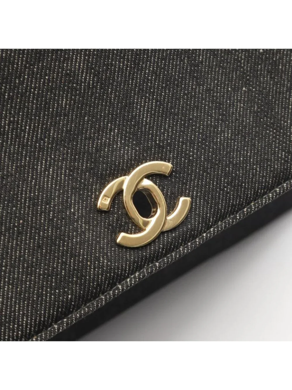Chanel Handbag CC Logo Black Denim Top Handle